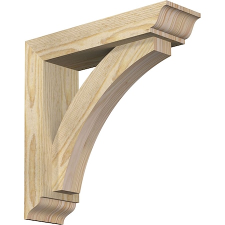 Ekena Millwork Thorton Traditional Rough Sawn Bracket w/ Offset Brace, Douglas Fir, 4"W x 14"D x 14"H BKT0402X14X14THR01RDF